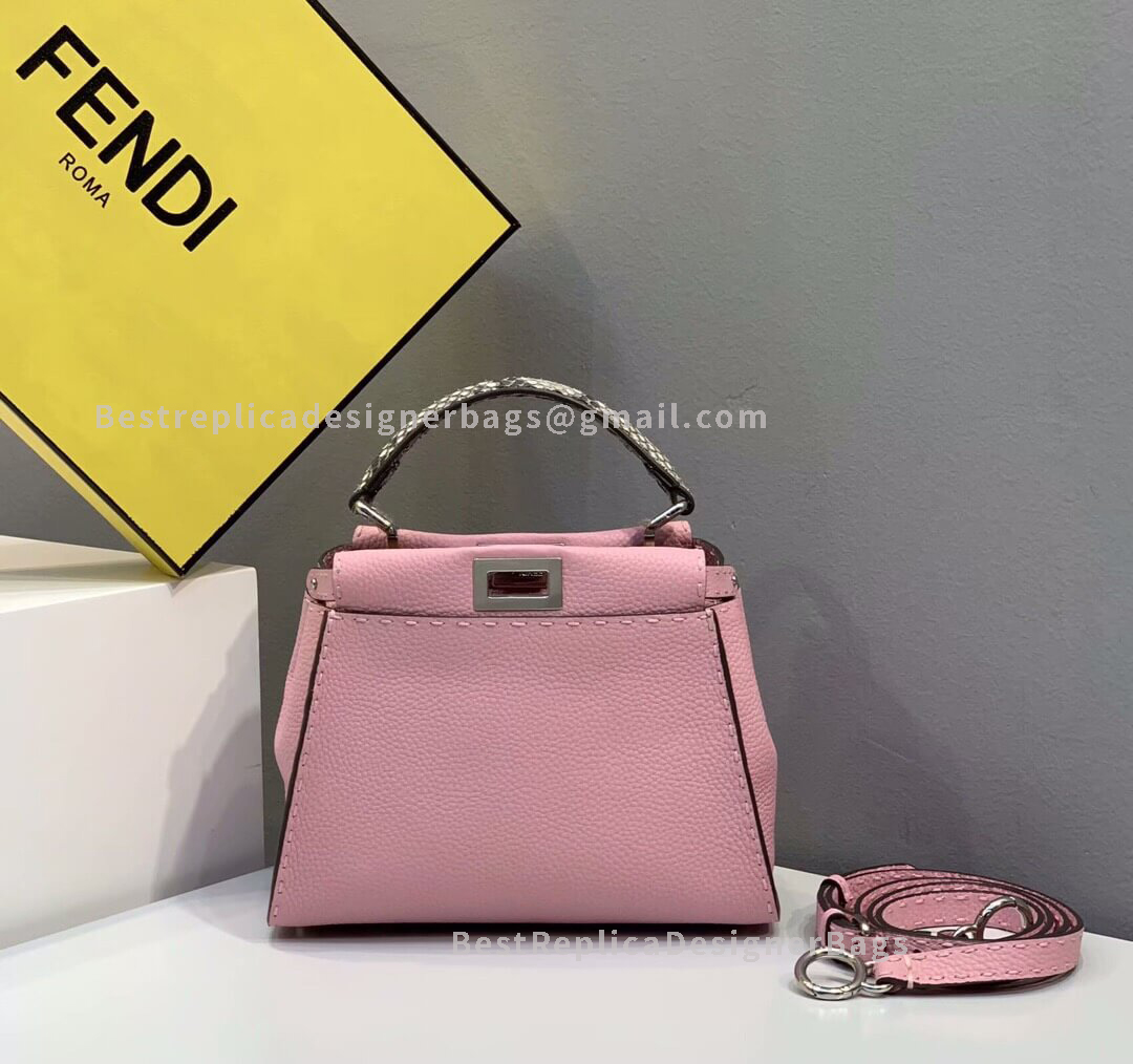 Fendi Peekaboo Iconic Mini Pink Roman Leather Bag 5290S